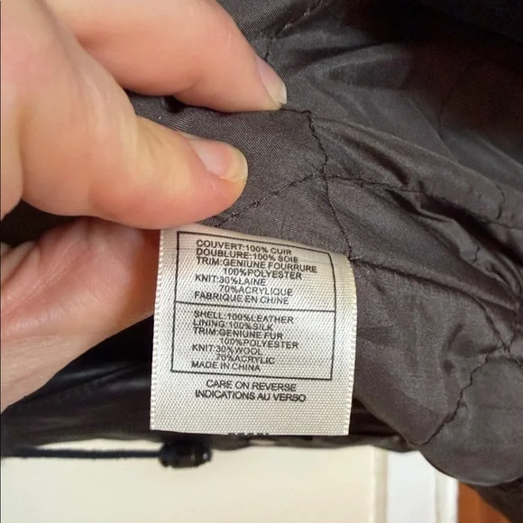 Women's brown leather Vest with Brown Fur Trim - Picture 4 of 5